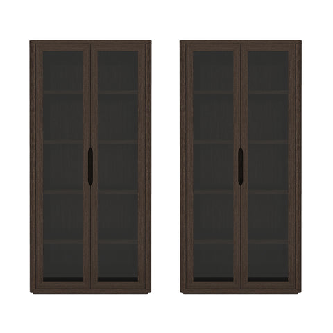 Manhattan Comfort Rivington Modern 38" Bookcase Cabinet in Walnut - Set of 2