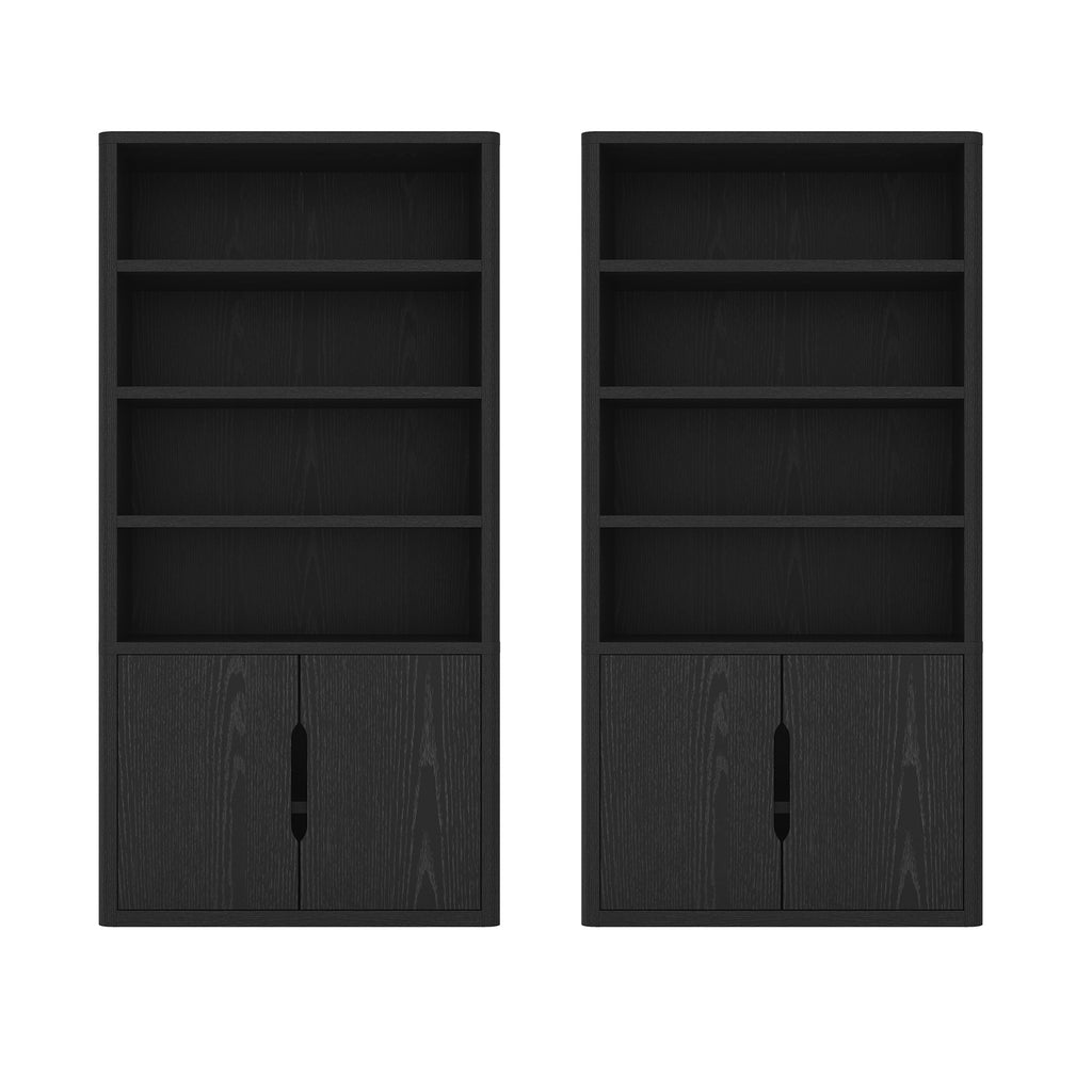 Manhattan Comfort Rivington Modern 40" Bookcase Cabinet in Black - Set of 2