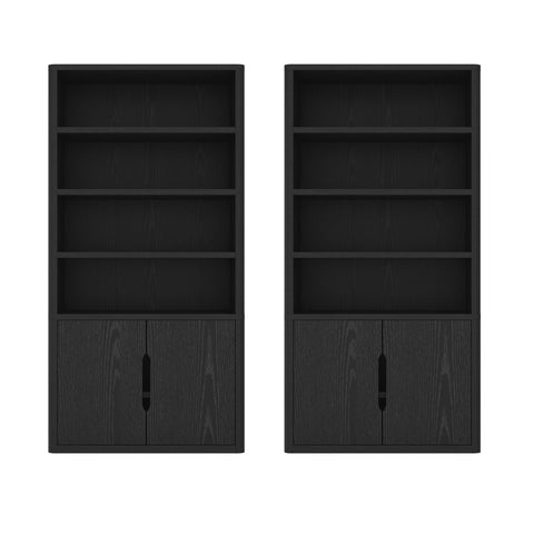 Manhattan Comfort Rivington Modern 40" Bookcase Cabinet in Black - Set of 2