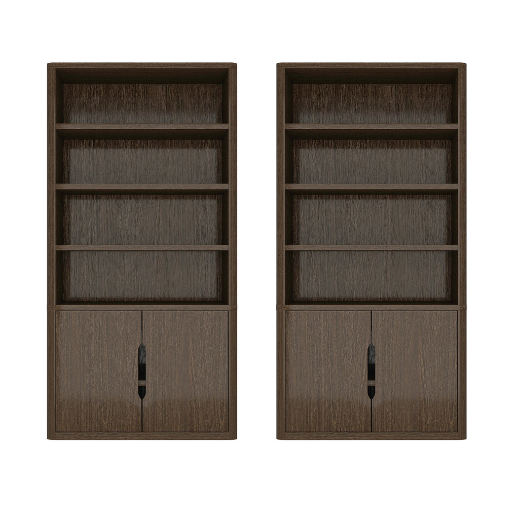 Manhattan Comfort Rivington Modern 40" Bookcase Cabinet in Walnut - Set of 2