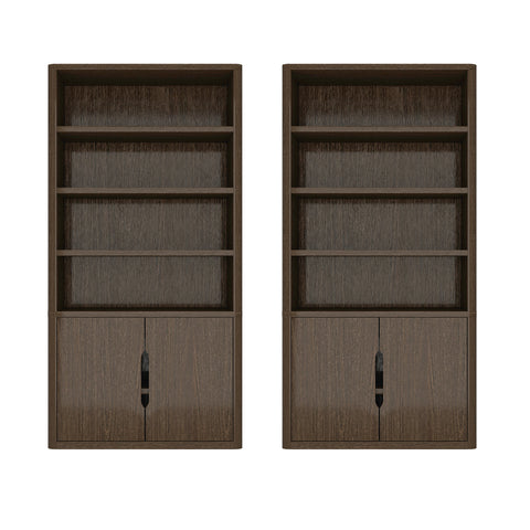 Manhattan Comfort Rivington Modern 40" Bookcase Cabinet in Walnut - Set of 2