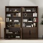 Manhattan Comfort Rivington Modern 40" Bookcase Cabinet in Walnut - Set of 2