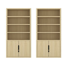 Manhattan Comfort Rivington Modern 40" Bookcase Cabinet in Natural Oak - Set of 2