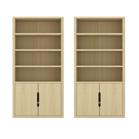 Manhattan Comfort Rivington Modern 40" Bookcase Cabinet in Natural Oak - Set of 2