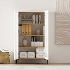 Manhattan Comfort Abbey Modern 2-Piece Buffet and Bookcase in Maple and Off White
