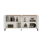 Manhattan Comfort Abbey Modern 2-Piece Buffet and Bookcase in Maple and Off White