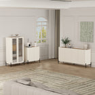 Manhattan Comfort Abbey Modern 2-Piece Buffet and Bookcase in Maple and Off White