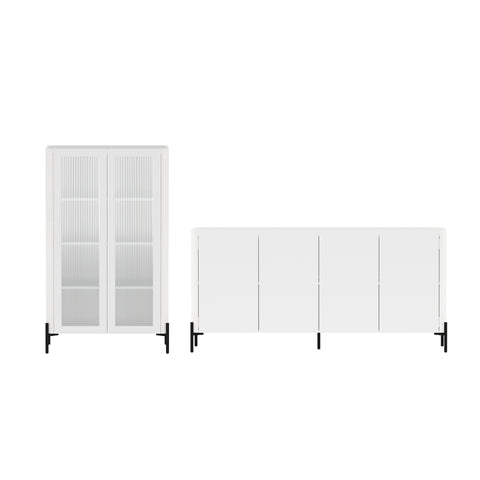 Manhattan Comfort Abbey Modern 2-Piece Buffet and Bookcase in White