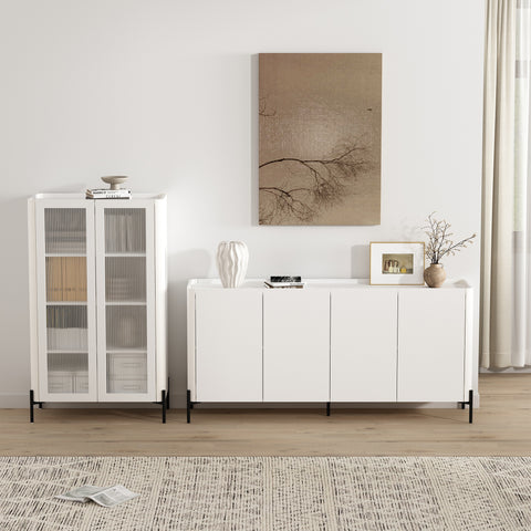 Manhattan Comfort Abbey Modern 2-Piece Buffet and Bookcase in White
