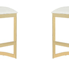 Manhattan Comfort Aura Modern Metal Upholstered Barstool in White - Set of 2