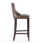 Manhattan Comfort Fifth Avenue Traditional Wood Upholstered Barstool in Bronze - Set of 2