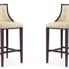 Manhattan Comfort Fifth Avenue Traditional Wood Upholstered Barstool in Cream - Set of 2
