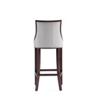 Manhattan Comfort Fifth Avenue Traditional Wood Upholstered Barstool in Light Gray - Set of 2