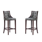 Manhattan Comfort Fifth Avenue Traditional Wood Upholstered Barstool in Graphite - Set of 2