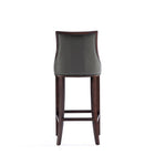 Manhattan Comfort Fifth Avenue Traditional Wood Upholstered Barstool in Graphite - Set of 2