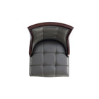 Manhattan Comfort Fifth Avenue Traditional Wood Upholstered Barstool in Graphite - Set of 2