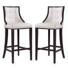 Manhattan Comfort Fifth Avenue Traditional Wood Upholstered Barstool in Pearl White - Set of 2