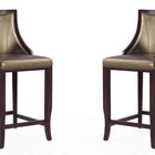 Manhattan Comfort Emperor Traditional Wood Upholstered Barstool in Bronze - Set of 2