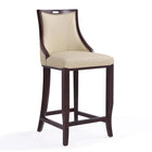 Manhattan Comfort Emperor Traditional Wood Upholstered Barstool in Cream - Set of 2