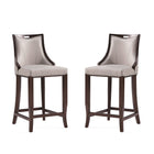 Manhattan Comfort Emperor Traditional Wood Upholstered Barstool in Light Gray - Set of 2