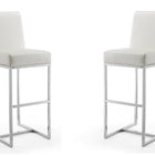 Manhattan Comfort Element Modern Metal Upholstered Barstool in Pearl White - Set of 2
