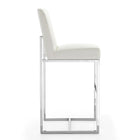 Manhattan Comfort Element Modern Metal Upholstered Barstool in Pearl White - Set of 2