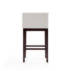 Manhattan Comfort Kingsley Mid-Century Modern Wood Upholstered Barstool in Ivory - Set of 2