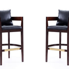 Manhattan Comfort Ritz Mid-Century Modern Wood Upholstered Barstool in Black - Set of 2