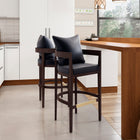 Manhattan Comfort Ritz Mid-Century Modern Wood Upholstered Barstool in Black - Set of 2