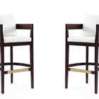 Manhattan Comfort Ritz Mid-Century Modern Wood Upholstered Barstool in Ivory - Set of 2