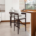 Manhattan Comfort Ritz Mid-Century Modern Wood Upholstered Barstool in Ivory - Set of 2