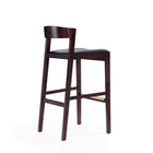 Manhattan Comfort Klismos Mid-Century Modern Wood Upholstered Barstool in Black - Set of 2