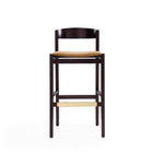 Manhattan Comfort Klismos Mid-Century Modern Wood Upholstered Barstool in Camel - Set of 2