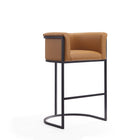 Manhattan Comfort Cosmopolitan Mid-Century Modern Metal Upholstered Barstool in Camel - Set of 2