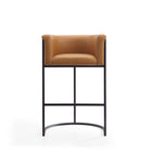Manhattan Comfort Cosmopolitan Mid-Century Modern Metal Upholstered Barstool in Camel - Set of 2