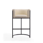 Manhattan Comfort Cosmopolitan Mid-Century Modern Metal Upholstered Barstool in Cream - Set of 2