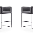 Manhattan Comfort Cosmopolitan Mid-Century Modern Metal Upholstered Barstool in Gray - Set of 2