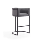 Manhattan Comfort Cosmopolitan Mid-Century Modern Metal Upholstered Barstool in Gray - Set of 2