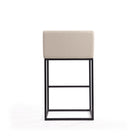 Manhattan Comfort Embassy Mid-Century Modern Metal Upholstered Barstool in Cream - Set of 2