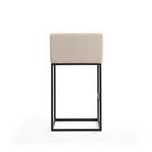 Manhattan Comfort Embassy Mid-Century Modern Metal Upholstered Barstool in Cream - Set of 2