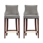 Manhattan Comfort Shubert Modern Wood Upholstered Barstool in Dark Taupe - Set of 2