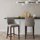 Manhattan Comfort Shubert Modern Wood Upholstered Barstool in Dark Taupe - Set of 2