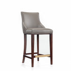 Manhattan Comfort Shubert Modern Wood Upholstered Barstool in Dark Taupe - Set of 2