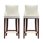Manhattan Comfort Shubert Modern Wood Upholstered Barstool in Ivory - Set of 2