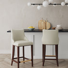 Manhattan Comfort Shubert Modern Wood Upholstered Barstool in Ivory - Set of 2