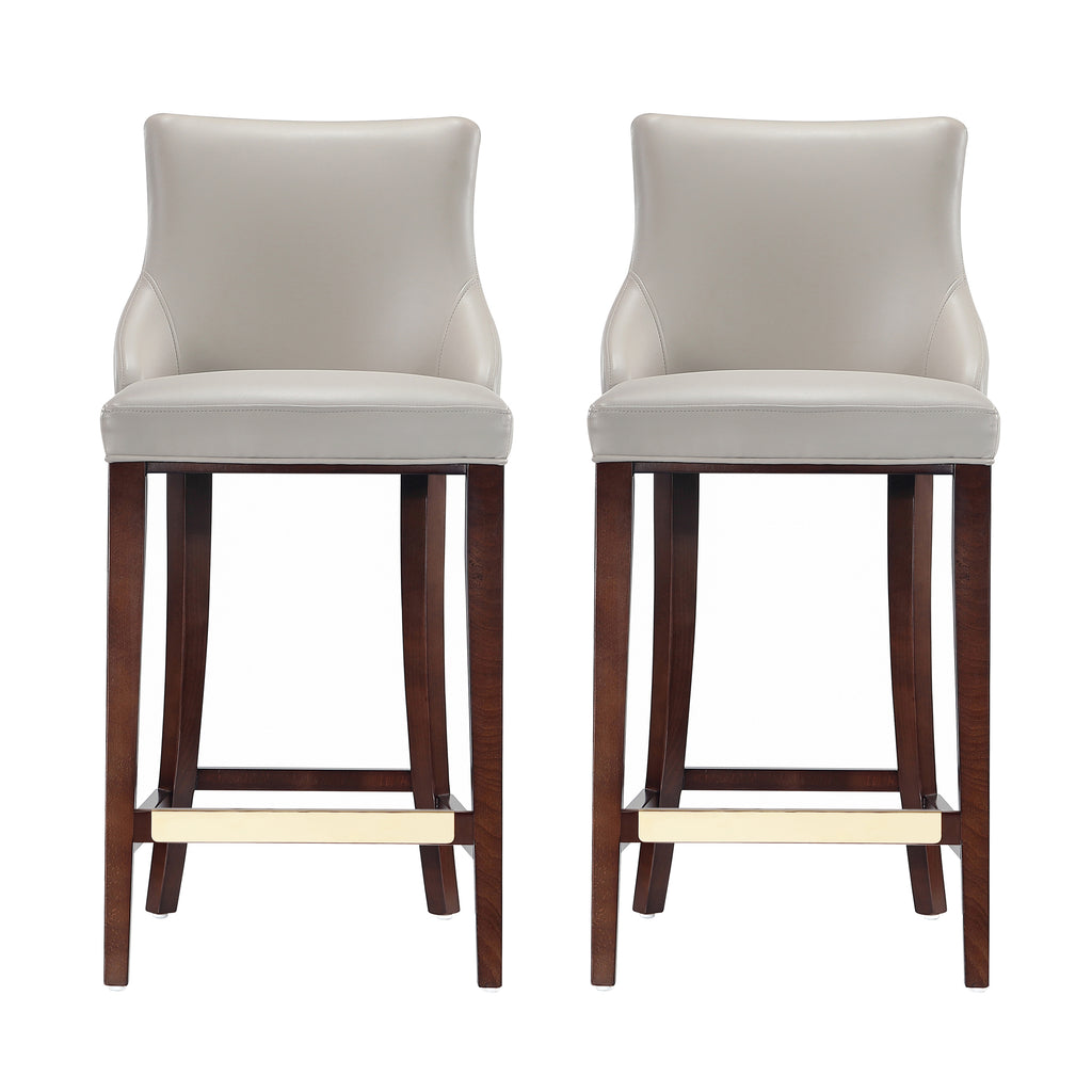 Manhattan Comfort Shubert Modern Wood Upholstered Barstool in Light Gray - Set of 2