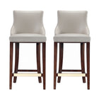 Manhattan Comfort Shubert Modern Wood Upholstered Barstool in Light Gray - Set of 2
