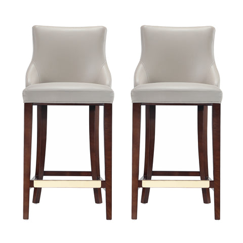 Manhattan Comfort Shubert Modern Wood Upholstered Barstool in Light Gray - Set of 2