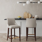 Manhattan Comfort Shubert Modern Wood Upholstered Barstool in Light Gray - Set of 2