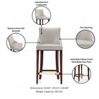 Manhattan Comfort Shubert Modern Wood Upholstered Barstool in Light Gray - Set of 2